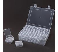 QWORK® 31 Pièces Petit Organisateur de Perles, 30 Boîtes avec Couvercles 5,5 x 5,5 x 2 cm et Grande Boîte de Rangement en Plastique