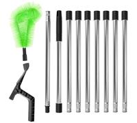 QWORK® 325 cm Brosse de gouttière réglable, 2-en-1 nettoyeur de gouttière avec brosse et pelle, pour gouttières, lustres et toits