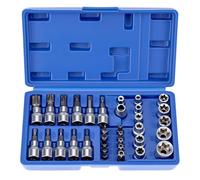 QWORK® 34 Pièces Douille Torx, E4-E20, 3/8'' con Étui de Rangement