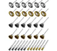 QWORK® 36 Pcs Brosse Metallique pour Perceuse Meuleuse Outils Rotatifs , Brosse Laiton et Brosse Acier pour Nettoyer Meuler Polir (Tige 1/8)