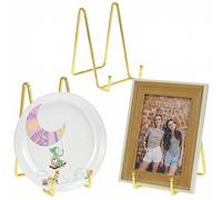 QWORK® 3PCS Chevalet Support Présentoir Porte Assiette Décorative - 14,5 cm, Métal Doré, Design Minimaliste