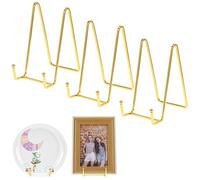 QWORK® 3PCS Chevalet Support Présentoir Porte Assiette Décorative - 4,5 Pouces, Métal Doré, Design Minimaliste