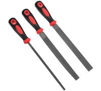 QWORK® 3pcs limes à râper, limes double face en acier carbone T12 avec manche antidérapant - Limes demi-rondes, rondes et plates pour métal, bois et plastique