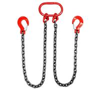 QWORK® 3T Chaîne de Suspension Haute Résistance - 1 M 2 Brins - Chaîne de 8mm en Acier au Manganèse - Crochet en Acier Allié Haute Résistance