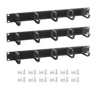 QWORK® 3X Entrée de câble 19" avec 5 Anneaux métalliques et Ouverture de câble à brosses, pour Armoire Serveur 19"