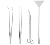 QWORK® 4-en-1 Aquarium aquascape kit, Nettoyage d'aquarium Set, Ensemble de Ciseaux, pincettes et spatules en Acier Inoxydable Set