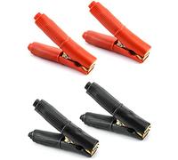 QWORK® 4 Pcs 100A Pinces Crocodile en Cuivre Pur, Pince de Démarrage pour Chargeur Batterie Démarreur Rapide pour Voiture Camion Car Auto (2Pcs Noir 2Pcs Rouge)