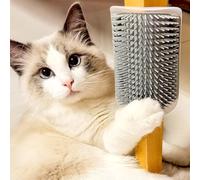 QWORK® 4 Pcs Brosse Murale pour Chat, Outil d'Auto Massage Chat avec Vis d'Installation et Ruban Adhésif Double Face (Gris)