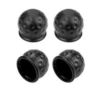 QWORK® 4 Pcs Cache Boule Attelage, 50 mm Capuchons de Protection Boule Attelage Caoutchouc pour Voitures Camions VéHicules Utilitaires Remorques Bateau (Noir)