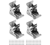 QWORK® 4 Pcs Charnières Pliable Invisible pour Pieds de Table Lit 40 Vis Incluses - Argent
