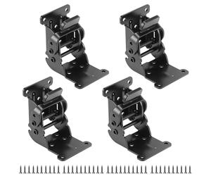 QWORK® 4 Pcs Charnières Pliable Invisible pour Pieds de Table Lit 40 Vis Incluses - Noir