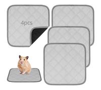 QWORK® 4 Pcs doublures de Cage pour Cochon d'Inde, Tapis à Pipi pour Cochon d'Inde, 30 x 30 cm/ 12 x 12, Rapidement absorbantes, lavables et antidérapantes, Gris
