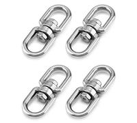 QWORK® 4 Pcs M8 Anneau Pivotant à Double Extrémité Pivotant à 360°, Crochets Pivotants en Acier Inoxydable 304 pour Chaise Suspendue, Grill Pivotant, Sac de Sable, 8mm 300kg