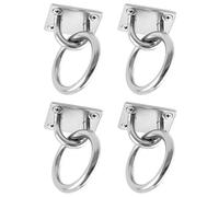 QWORK® 4 PCS Plaque Oeillet M8 avec Anneau, Acier Inoxydable 304 - Capacité de 180kg - pour Terrasse Marine, Suspension de Plafond et Plus Encore