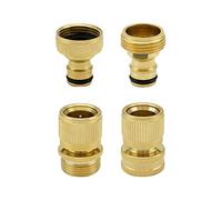 QWORK® 4 Pcs Raccord Tuyau d'Arrosage en Laiton Massif, 3/4 Pouce Adaptateurs de Connexion Rapide Mâle et Femelle pour Tuyau Arrosage