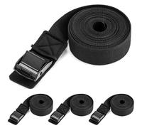 QWORK® 4 Pcs Sangle Arrimage 2,5mm x 3m, Sangle de Serrage avec Tampon Anti-Rayures - Noir