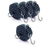 QWORK® 4 Pièces 2 M Tendeurs Elastique, Tendeurs en Caoutchouc, Tendeur Bagages Universel, pour Vélo, Moto, Bleu, Largeur 30MM