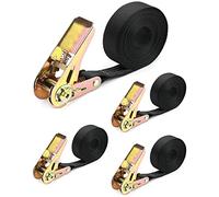 QWORK 4 Pièces 800kg Sangles d'arrimage à cliquet, Sangle à cliquet, 6 m x 25 mm, pour Moto, Voiture, remorque, Bagages