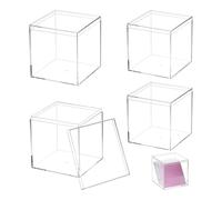 QWORK® 4 pièces boîte de présentation en acrylique, Cubes de rangement, 10*10*10cm + 8.5*8.5*8.5cm, boîte transparente avec couvercle, pour ranger des bonbons, des accessoires pour cheveux, des jouets