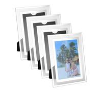 QWORK® 4 Pièces Cadres photo en verre 10x15 cm - Petit cadre photo sur table - Décoration élégante pour mariage, maison, bureau, salon ou chambre