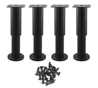 QWORK® 4 pièces Ensemble de Pieds de Meuble réglables 12 cm-18 cm, Acier de Haute qualité, vis incluses, pour Meuble TV, Meuble, canapé, capacité portante 200kg