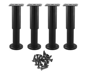 QWORK® 4 pièces Ensemble de Pieds de Meuble réglables 12 cm-18 cm, Acier de Haute qualité, vis incluses, pour Meuble TV, Meuble, canapé, capacité portante 200kg