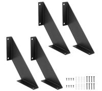QWORK® 4 Pièces Équerre étagère murale, Équerre métal 20 cm, Charge maximale de 90 kg, Couleur noire