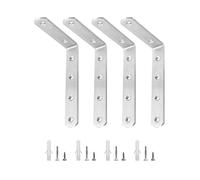 QWORK 4 pièces équerres étagère de fixation , support d'angle à 90 degrés en acier inoxydable, 150x100x4mm, avec vis de fixation