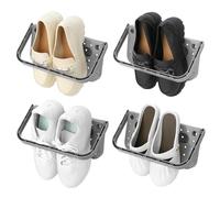 QWORK® 4 Pièces Étagère Chaussures Mural, Chaussures Pliable, Support pour Chaussures Gris sans Perçage