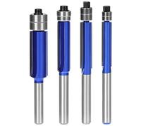 QWORK® 4 Pièces fraises à affleurer, tige 6 mm, diamètre de coupe 1/4", 5/16", 3/8", 1/2", pour bois massif, panneaux composites et plastiques.