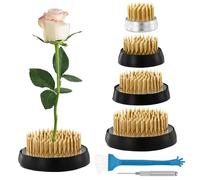 QWORK® 4 Pièces Grenouille de Fleur, Hérissons de Fleurs, Porte-Fleurs Rond en Cuivre avec Socle en Acier Inoxydable, pour Fleuristes, Bureaux et Jardin
