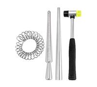 QWORK® 4 pièces jauge Anneaux Outil de Bague, Mesure Bague Doigt, maillet en Caoutchouc, Outil de Fabrication de bagues