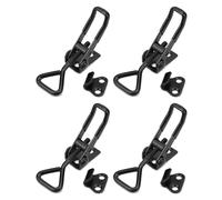 QWORK® 4 pièces. Loquet a Bascule en Acier au Carbon, Fermeture à Levier Capacité de Rétention 100kg pour Boîtes, Coffre, Armoire (95mm Noir)