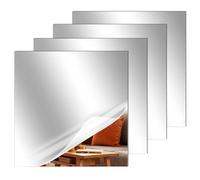 QWORK® 4 Pièces Miroir Autocollant muraux 20x20cm, Feuilles de Miroir Acrylique HD de 2 mm d'épaisseur, pour Chambre à Coucher, Salle de Bain