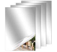 QWORK® 4 Pièces Miroir Autocollant muraux A4, Feuilles de Miroir Acrylique HD de 2 mm d'épaisseur, pour Chambre à Coucher, Salle de Bain