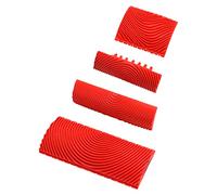 QWORK® 4 Pièces Outil de Grain de Bois en Caoutchouc, Peigne Effet Bois pour Décoration Murale Meubles (Rouge, 7,4/8,7/13/15 cm)