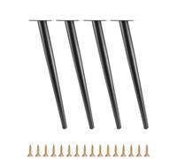 QWORK® 4 Pièces Pieds de Meuble en Acier 40cm, Pieds Inclinés avec Base Antidérapants pour Table Basse/Table de Chevet/Armoires/Chaises