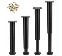 QWORK® 4 pièces Pieds de Meuble réglables en Hauteur 25-42 cm Noir, Pieds de Meuble avec vis, pour canapé, lit, Armoire