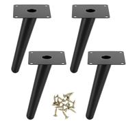 QWORK® 4 Pièces Pieds de Table Metal 15 cm - Base Silencieuse Antidérapante - pour Table Basse, Table à Manger, Chaises, Armoires, Tables de Nuit