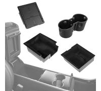 QWORK® 4 pièces Plateau Organisateur de Console Centrale intérieure, boîte de Rangement d'accoudoir, boîte de Rangement cachée et Porte-gobelet, Compatible avec Tesla modèle 3/Y 2021-2023