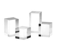 QWORK® 4 Pièces présentoir supports d'affichage en acrylique, bloc d'affichage transparents tailles 5x5x5/6/8/10 cm, pour montres, modèles