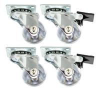 QWORK® 4 pièces. Roulettes pivotantes transparentes de 35 mm avec 2 freins, Roulettes pour meubles en polyuréthane respectueuses du sol, capacité de charge 35 kg