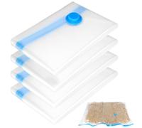 QWORK® 4 Pièces Sacs de Rangement Sous Vide, 130 x 100 cm Extra-Larges Sacs Sous Vide, pour Vêtements, Couettes, Literie