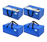 QWORK® 4 pièces sacs rangement extra larges, sacs de déménagement avec poignées et fermetures éclair, sacs de rangement multi-usages, pour couettes, vêtements, bagages (bleu)