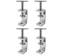 QWORK 4 Pièces Serre Joints C, Pince C Robuste, Acier Inoxydable 304, Pour Travail Bois Bricolage, Soudage, l'Ébénisterie, Couleur Argent, Torsion à La Main, Style 2