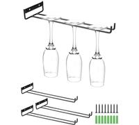 QWORK® 4 Pièces Support à Verres à Vin, Support Verre a Pied Suspendu en Métal, Porte Verres Suspendu, pour Bar Cuisine, Noir, 30 cm