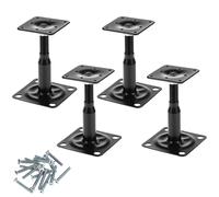 QWORK® 4 pièces Support de base de poteau surélevé réglable, support de toit 100-150mm pour pergolas, balcons, acier galvanisé, noir