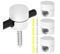 QWORK® 4 Pièces Support Mural et Plafonnier en Aluminium, Ø16mm Blanc, pour Câbles Textiles jusqu'àØ 8mm - Vis et Chevilles incluses