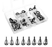 QWORK® 40 Pièces Anneau Canne a Peche Kit de réparation, Anneau de Pointe de Canne à Pêche avec Anneaux de Guidage en Céramique en Acier Inoxydable 8 Tailles pour la Plupart des Types de Cannes