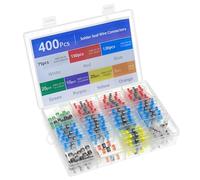 QWORK® 400Pcs Connecteurs de Soudure Étanches en 7 Tailles (26-8 AWG) - Cosses Thermorétractables 3:1, Isolés et Colorés pour Identification Facile, Idéal pour Automobiles et Navires